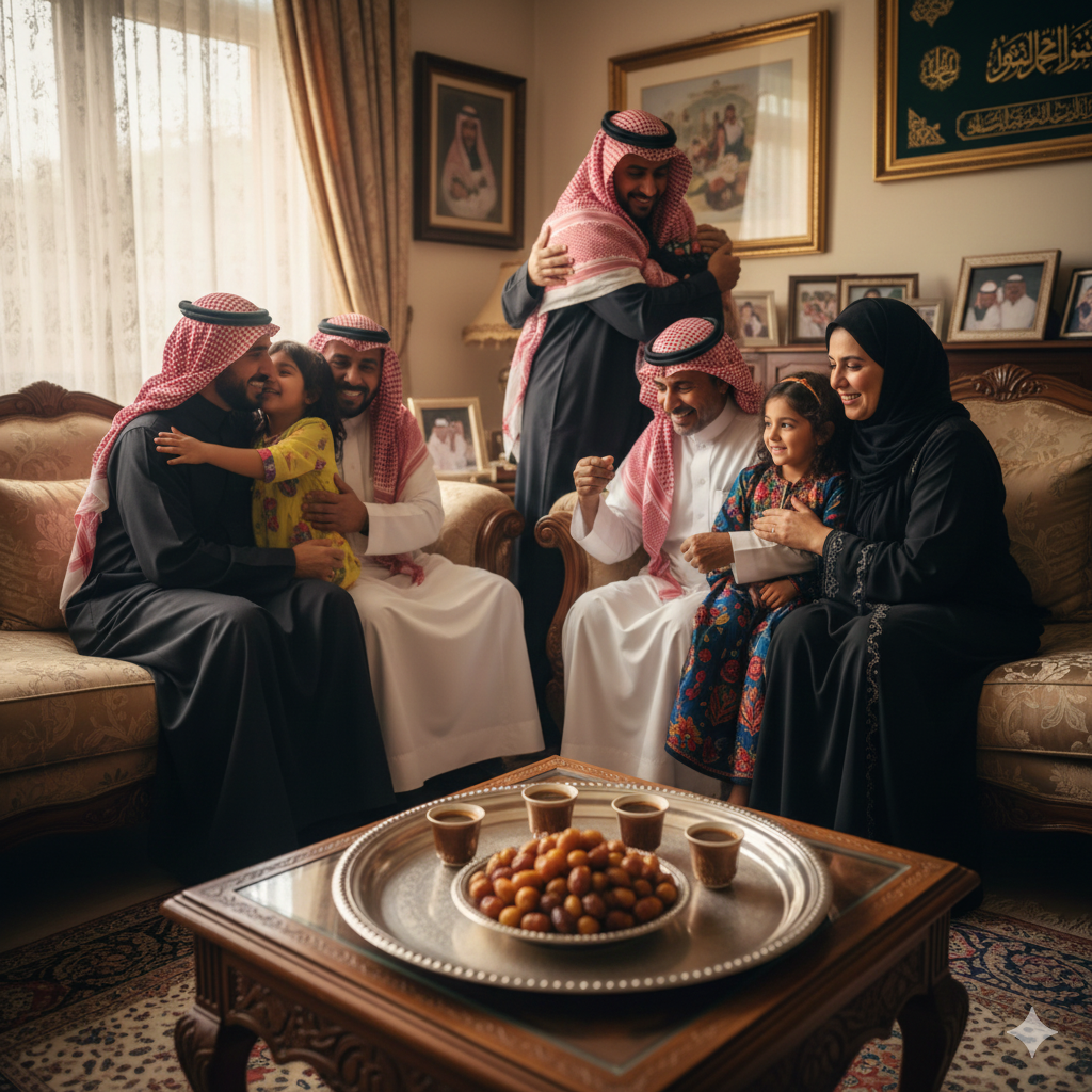 What is Temporary Visa in Saudi Arabia — Complete 2025 Guide 3 Family reunion in Saudi home — visiting relatives on a family visa (Temporary Visa).